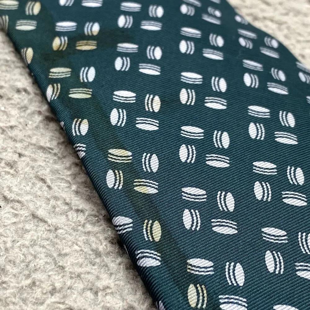 Vintage Christian Dior Men Silk Necktie Green Macaron Corpcore Preppy 90s Career